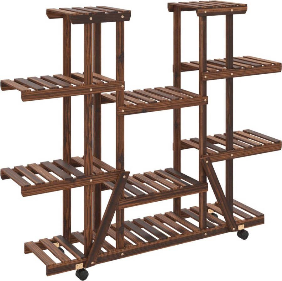 VidaXL -Plantenstandaard-met-wielen-110x25x115-cm-massief-vurenhout