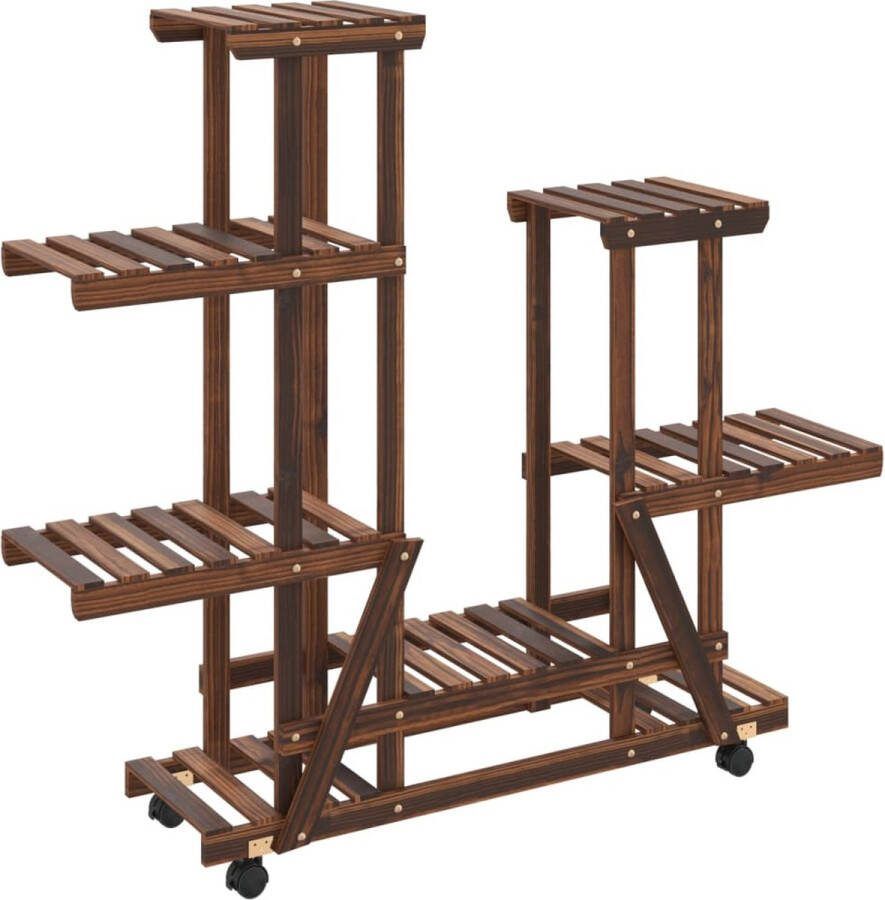 VidaXL -Plantenstandaard-met-wielen-95x25x101-cm-massief-vurenhout