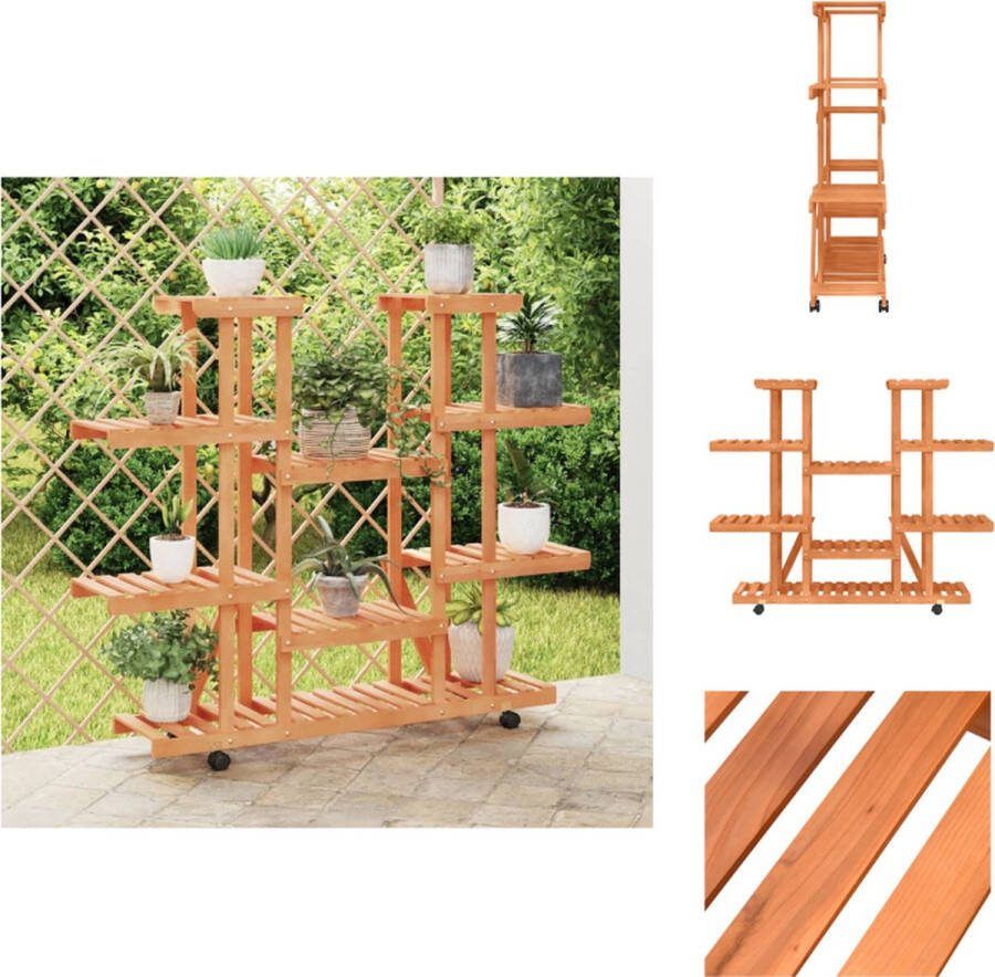 VidaXL Plantenstandaard Retro Hout 110 x 25 x 115 cm Duurzaam Vurenhout Plantenrek
