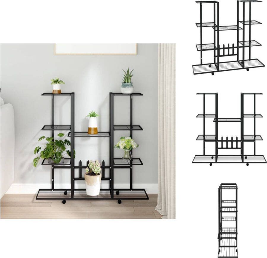 VidaXL plantenstandaard zwart 94.5 x 24.5 x 91.5 cm ijzer Plantenrek