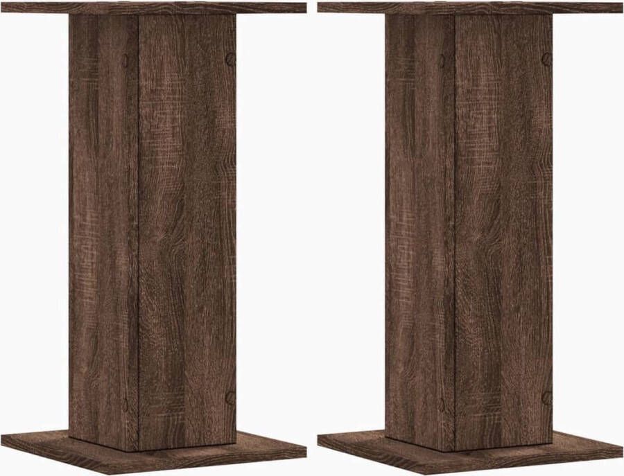 VidaXL Plantenstandaards 2 st 30x30x60 cm bewerkt hout bruin eiken