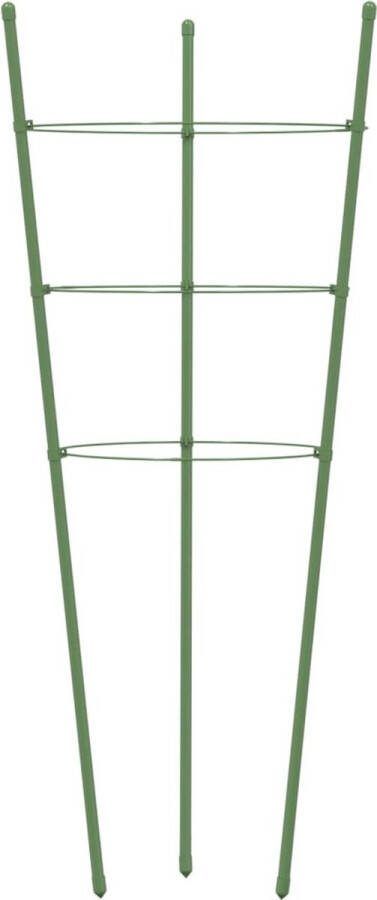 VidaXL Plantensteunen 5 st met 3 ringen 45 cm staal groen