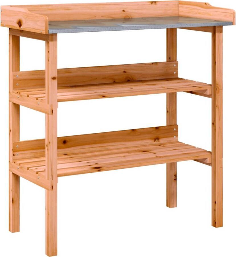 VidaXL Plantentafel met schappen 78x38x82 5 cm vurenhout bruin