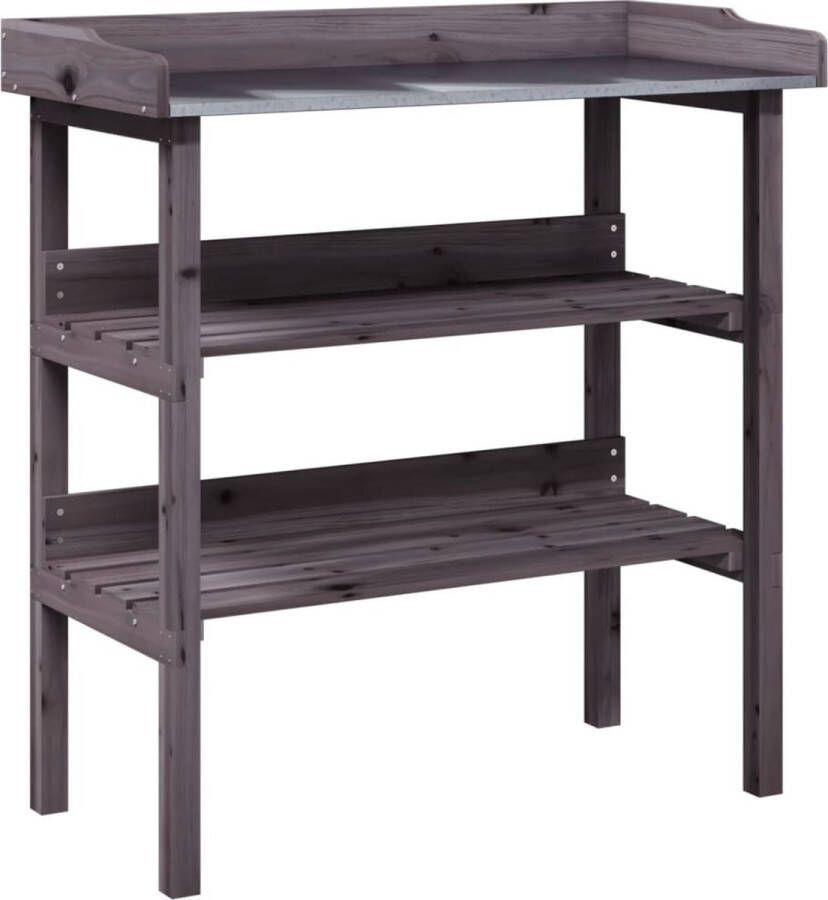 VidaXL Plantentafel met schappen 78x38x82 5 cm vurenhout grijs