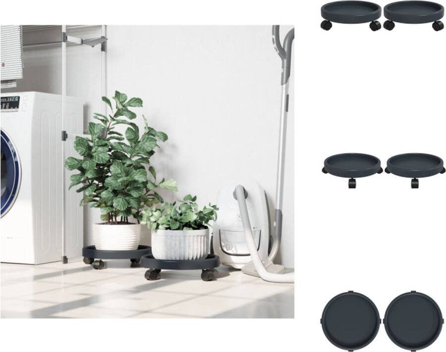 VidaXL Plantentrolley Grijs Polyetheen 34 x 9 cm Draagvermogen 35 kg Plantenrek
