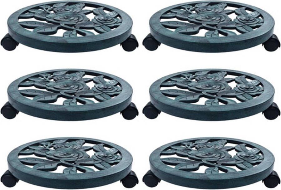 VidaXL -Plantentrolleys-6-st-38-cm-kunststof-groen