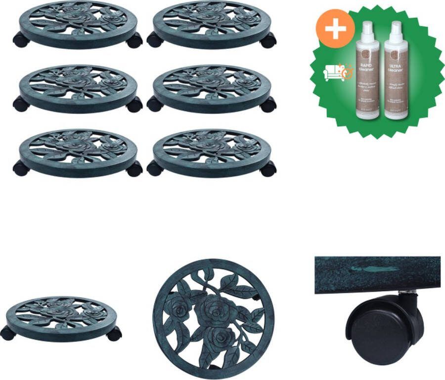 VidaXL Plantentrolleys 6 st 38 cm kunststof groen Plantenrek Inclusief Onderhoudsset