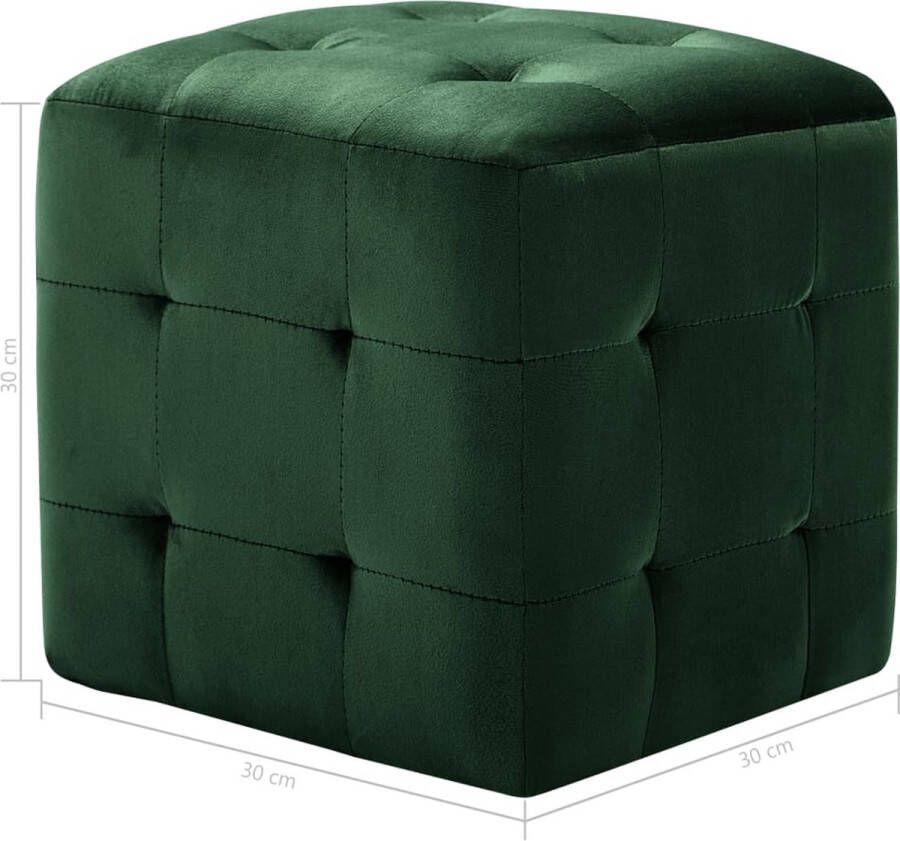 vidaXL Poef 2 st 30x30x30 cm fluweel groen