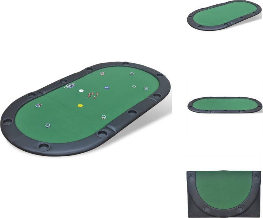 VidaXL Poker Tafelblad Groen Vilten Speeloppervlak 208 x 107 cm Inklapbaar Met Draagtas Pokertafel