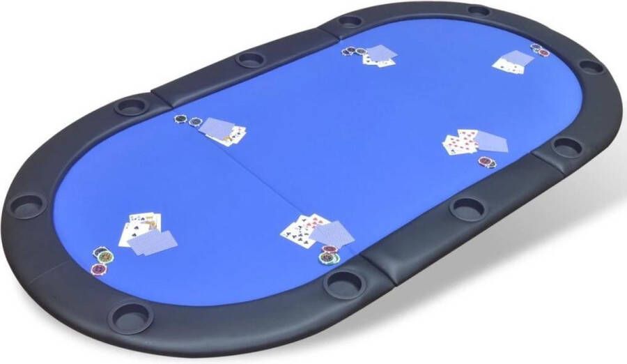 VidaXL -Poker-tafelblad-voor-10-spelers-inklapbaar-blauw
