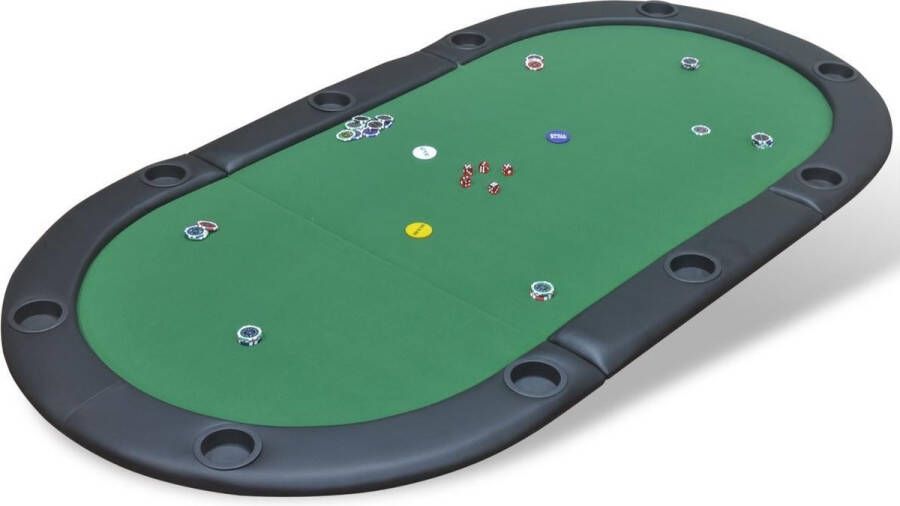 VidaXL -Poker-tafelblad-voor-10-spelers-inklapbaar-groen