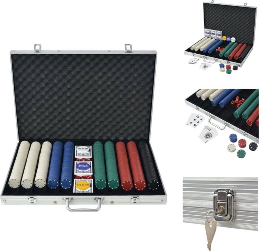 VidaXL Pokerkoffer Inclusief 1000 chips Meerkleurig 53 x 37 x 6.7 cm Pokerset