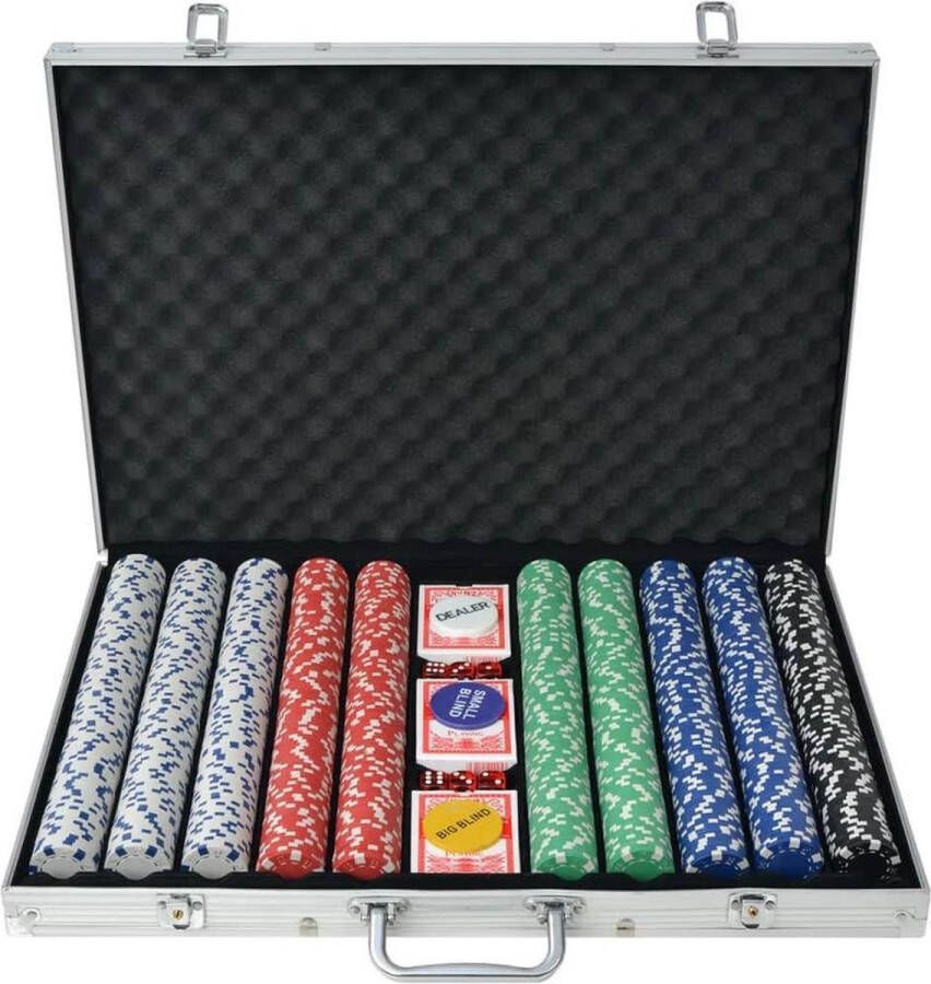 VidaXL Pokerset met 1000 chips aluminium