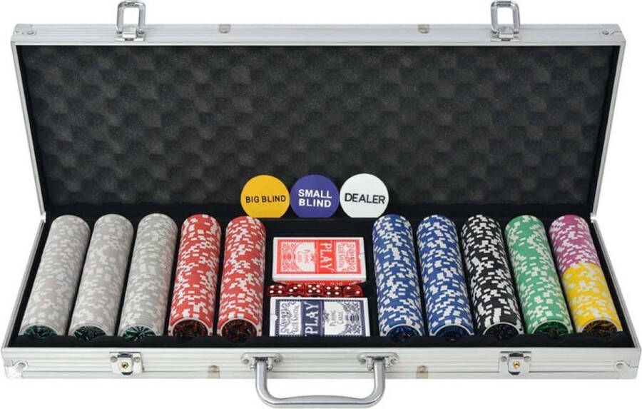 VidaXL Pokerset met 500 chips aluminium
