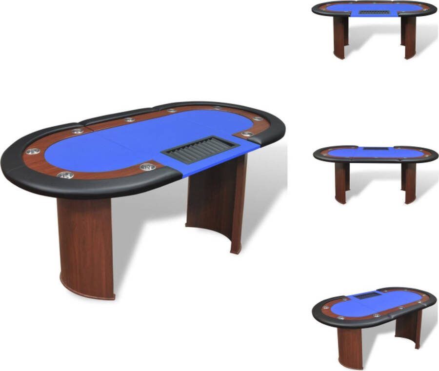 VidaXL Pokertafel Blauw 208 x 107 x 81 cm Geschikt voor max 10 spelers Pokertafel