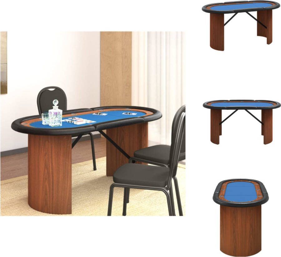 VidaXL Pokertafel Filzblad Cup Holder Comfortabele Rand Stevig Metalen Frame Blauw 160x80x75cm Pokertafel