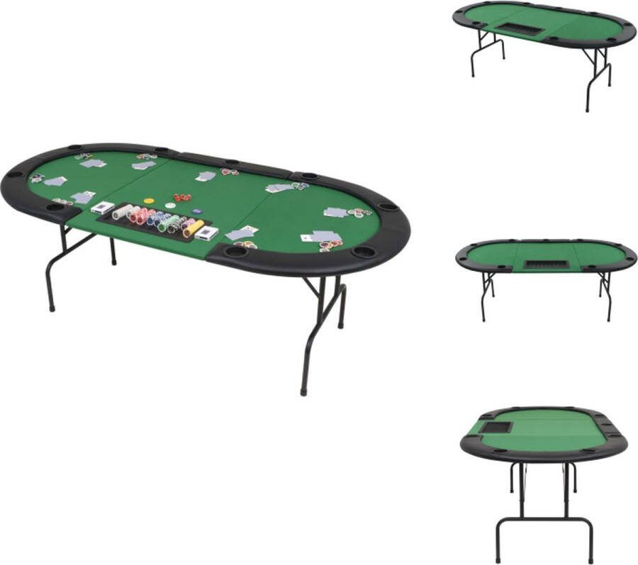 VidaXL Pokertafel Inklapbaar MDF-tafelblad Polyester bekleding Kunstleren armleuningen Stalen poten 206 x 106 x 76 cm Ovaal Pokertafel