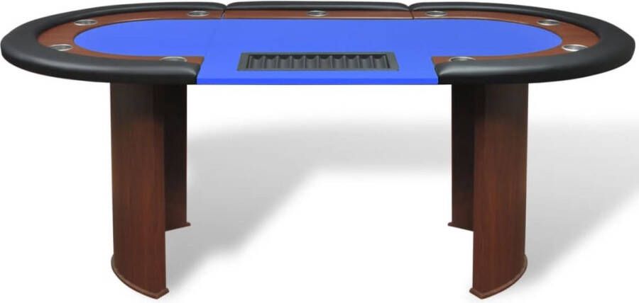 VidaXL -Pokertafel-voor-10-personen-met-dealervak-en-fichebak-blauw