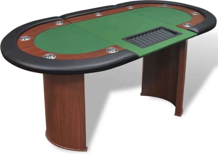 VidaXL -Pokertafel-voor-10-personen-met-dealervak-en-fichebak-groen