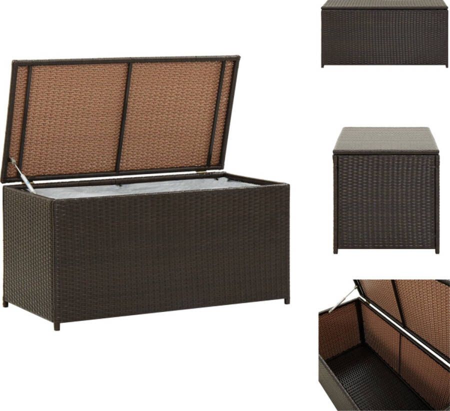 VidaXL Poly Rattan Opbergbox 100x50x50 cm Bruin Rattan Staal Opberger