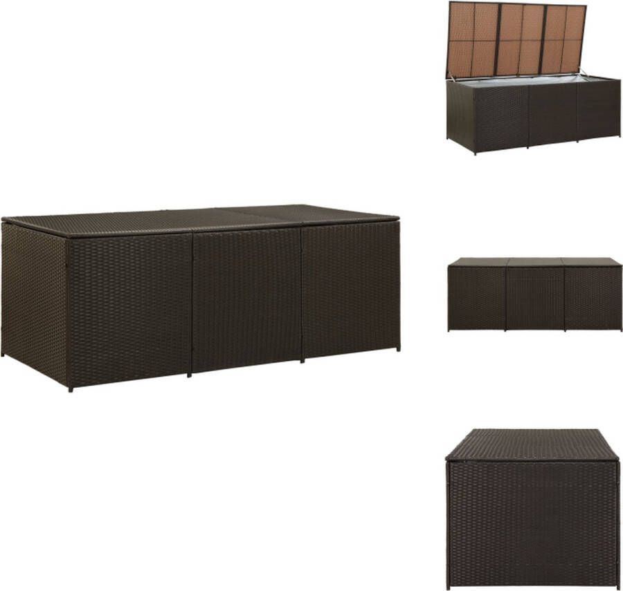 VidaXL Poly Rattan Opbergbox 180 x 90 x 75 cm Bruin PE Rattan en Stalen Frame Opberger