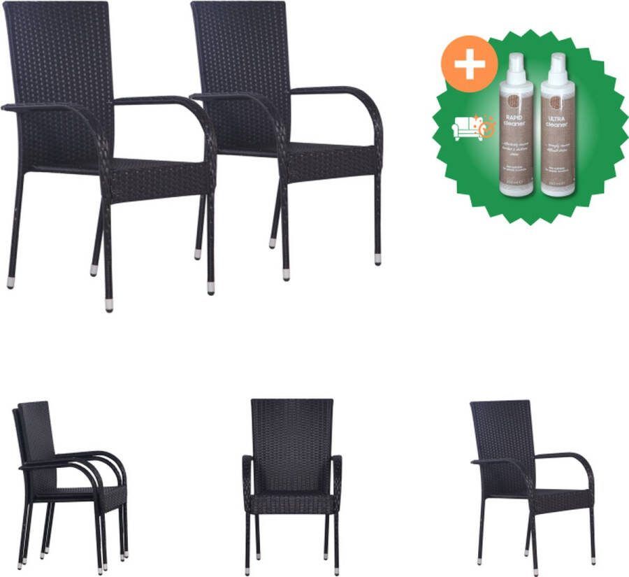 VidaXL Poly rattan stapelbare eetstoelen 55.5 x 53.5 x 95 cm zwart Tuinstoel Inclusief Onderhoudsset