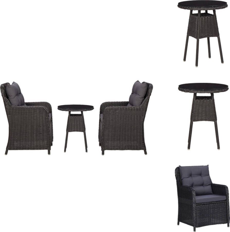 VidaXL poly rattan stoelenset zwart en donkergrijs stalen frame weerbestendig comfortabele zitkussens afneembare kussenhoezen Tuinstoel