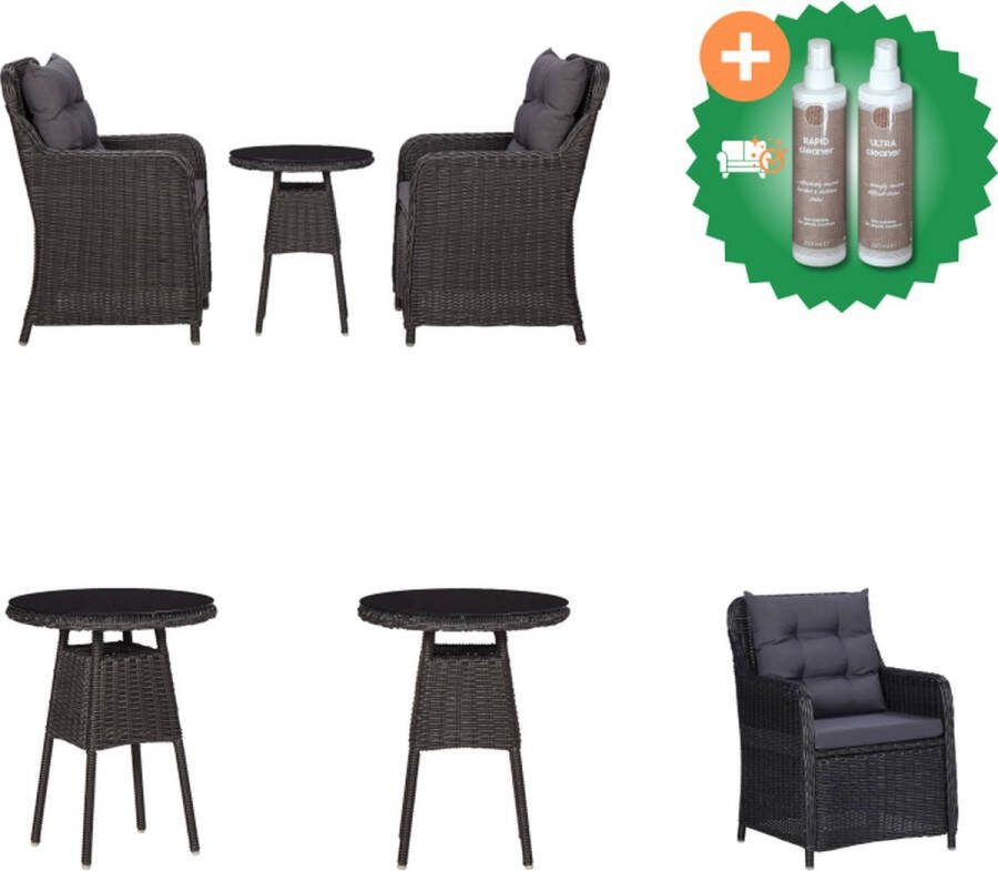 VidaXL poly rattan stoelenset zwart en donkergrijs stalen frame weerbestendig comfortabele zitkussens afneembare kussenhoezen Tuinstoel Inclusief Onderhoudsset