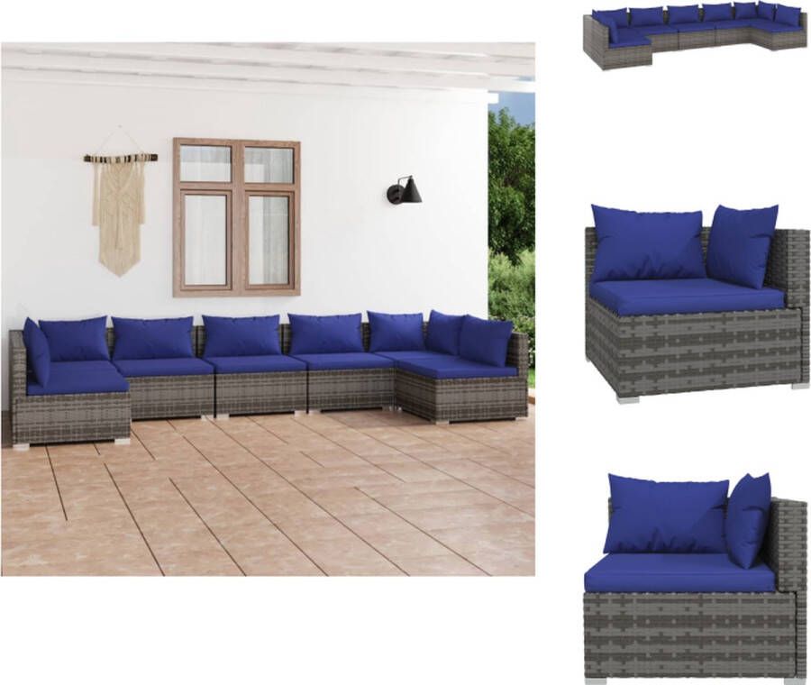 VidaXL Poly Rattan Tuinset Grijs Modulair Design Waterbestendig PE-rattan Stevig Frame Comfortabele kussens Montage vereist Levering bevat- 2 x hoekbank 5 x middenbank 7 x zitkussen 9 x rugkussen Tuinset