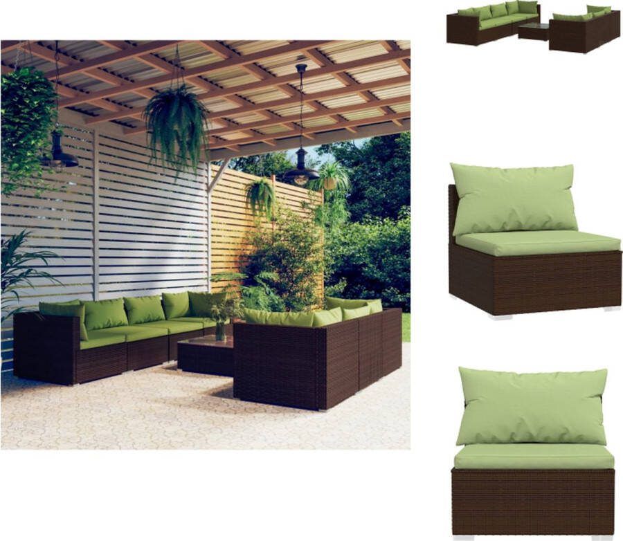 VidaXL Poly Rattan Tuinset Modulair Design Waterbestendig Stevig Frame Comfortabele Kussens Tuinset