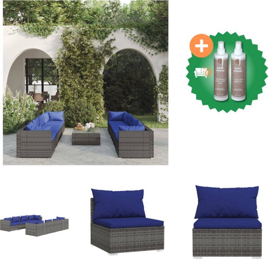 VidaXL Poly Rattan Tuinset Modulaire Loungebank Grijs 60x60x30 cm Waterbestendig Tuinset Inclusief Onderhoudsset