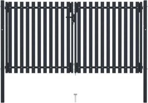 VidaXL Poort dubbel 306x200 cm staal antraciet