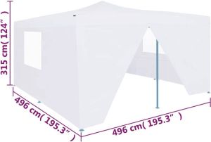 VidaXL Prieel Inklapbaar Met 4 Zijwanden 5x5 M Wit
