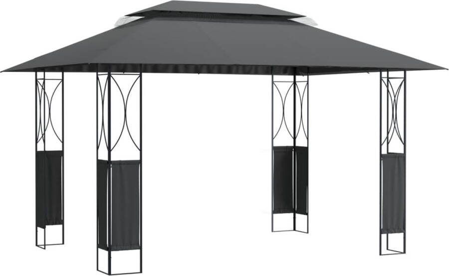 VidaXL -Prieel-met-dak-400x300x270-cm-staal-antracietkleurig