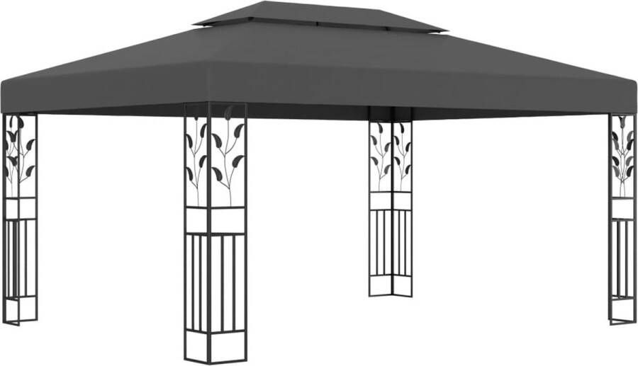 VidaXL Prieel met dubbel dak 3x4 m antraciet VDXL_48031