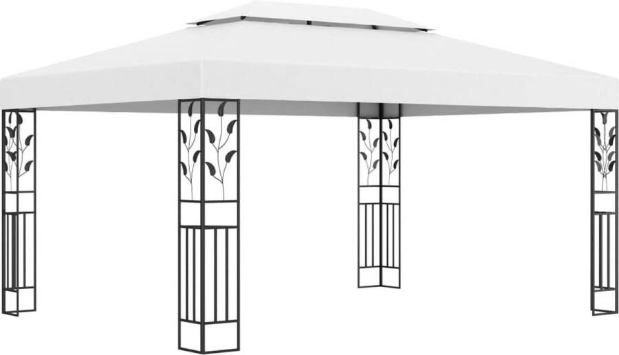VidaXL -Prieel-met-dubbel-dak-3x4-m-wit