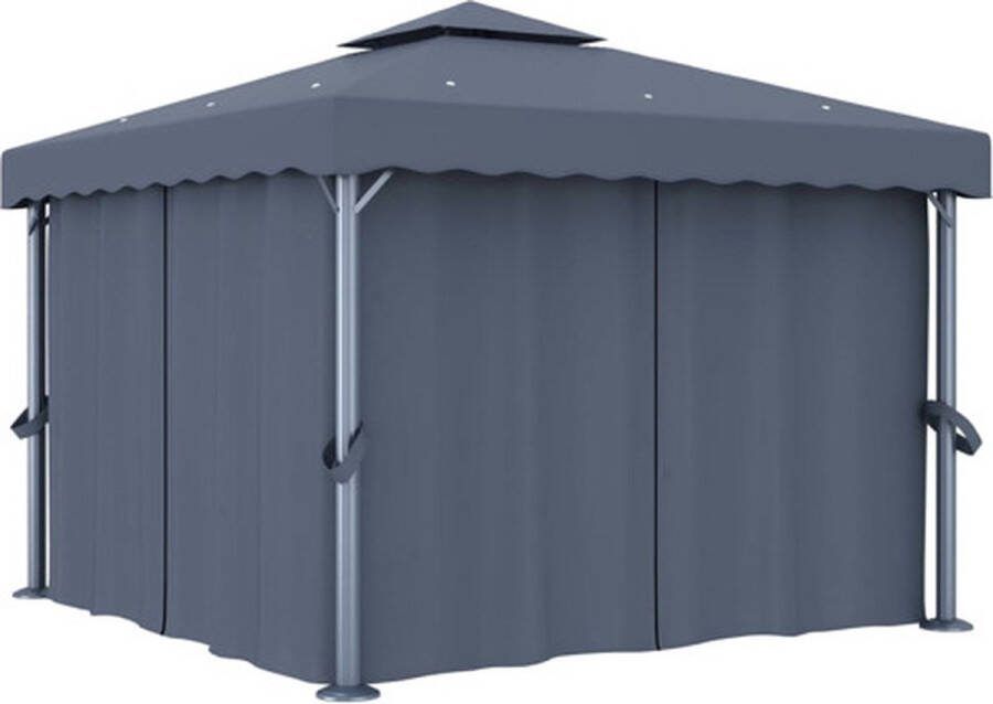 VidaXL -Prieel-met-gordijn-3x3-m-aluminium-antraciet