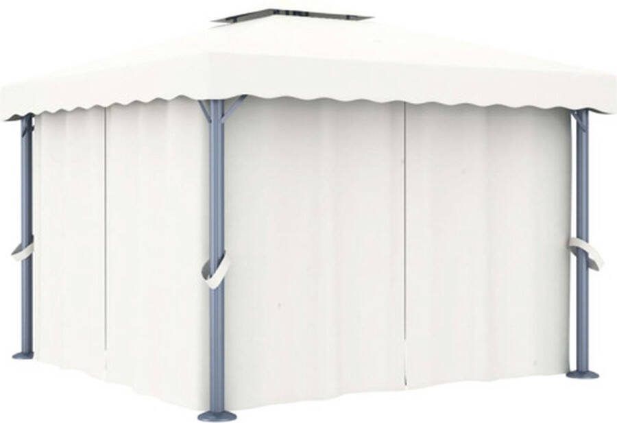 VidaXL -Prieel-met-gordijn-3x3-m-aluminium-crèmewit