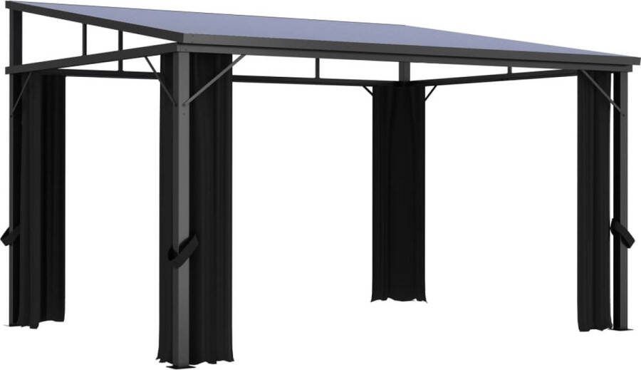 VidaXL -Prieel-met-gordijn-405x294x244-cm-antraciet
