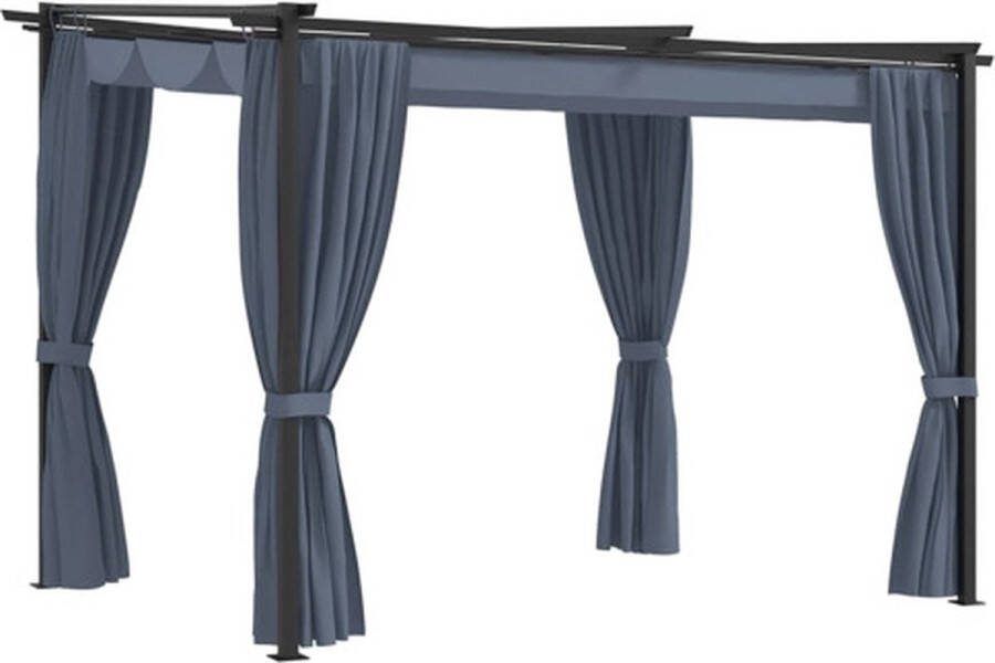 VidaXL -Prieel-met-gordijnen-3x3-m-staal-antraciet
