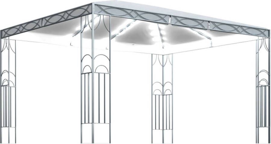 VidaXL -Prieel-met-LED-lichtslinger-400x300-cm-crèmekleurig