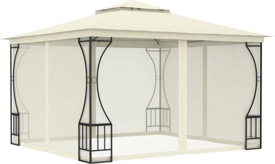 VidaXL -Prieel-met-netten-300x300x265-cm-crèmekleurig