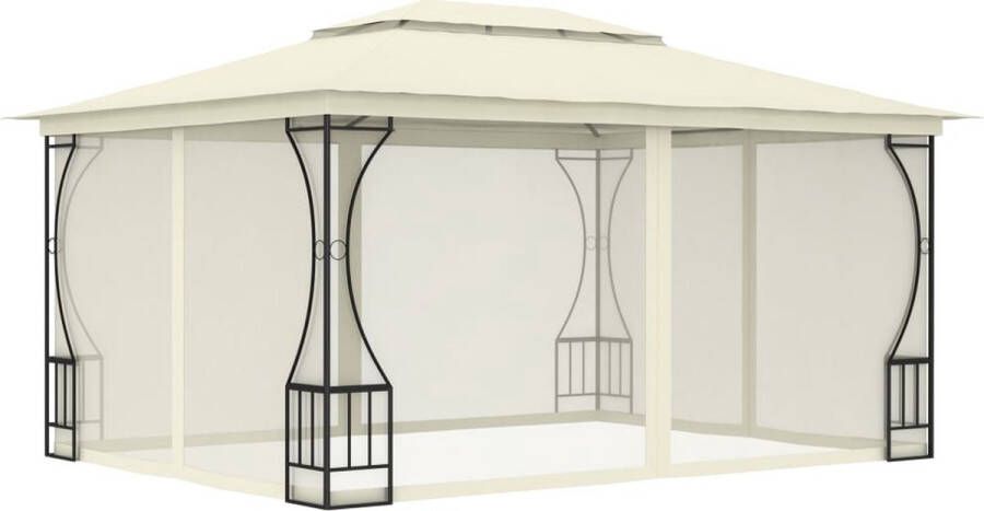 VidaXL -Prieel-met-netten-300x400x265-cm-crèmekleurig