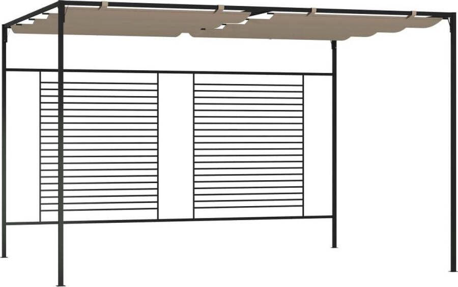 VidaXL Prieel met uittrekbaar dak 180 g m² 3x4x2 3 m taupe