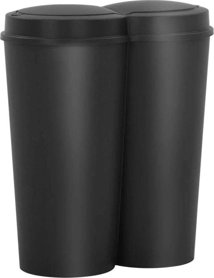 VidaXL -Prullenbak-dubbel-50-L-zwart