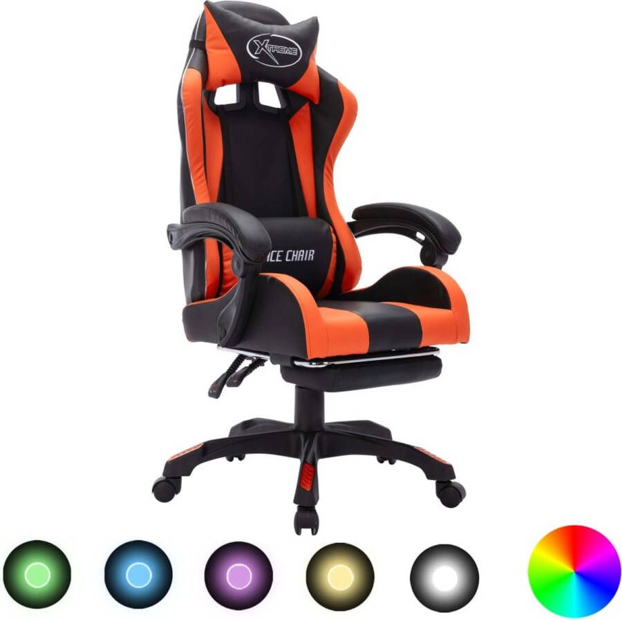 VidaXL Racestoel met RGB LED-verlichting kunstleer oranje en zwart VDXL_288012