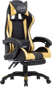 VidaXL Racestoel met voetensteun kunstleer goudkleurig en zwart