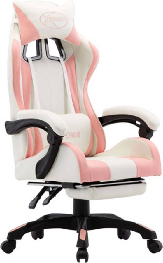 VidaXL Racestoel met voetensteun kunstleer roze en wit VDXL_287994