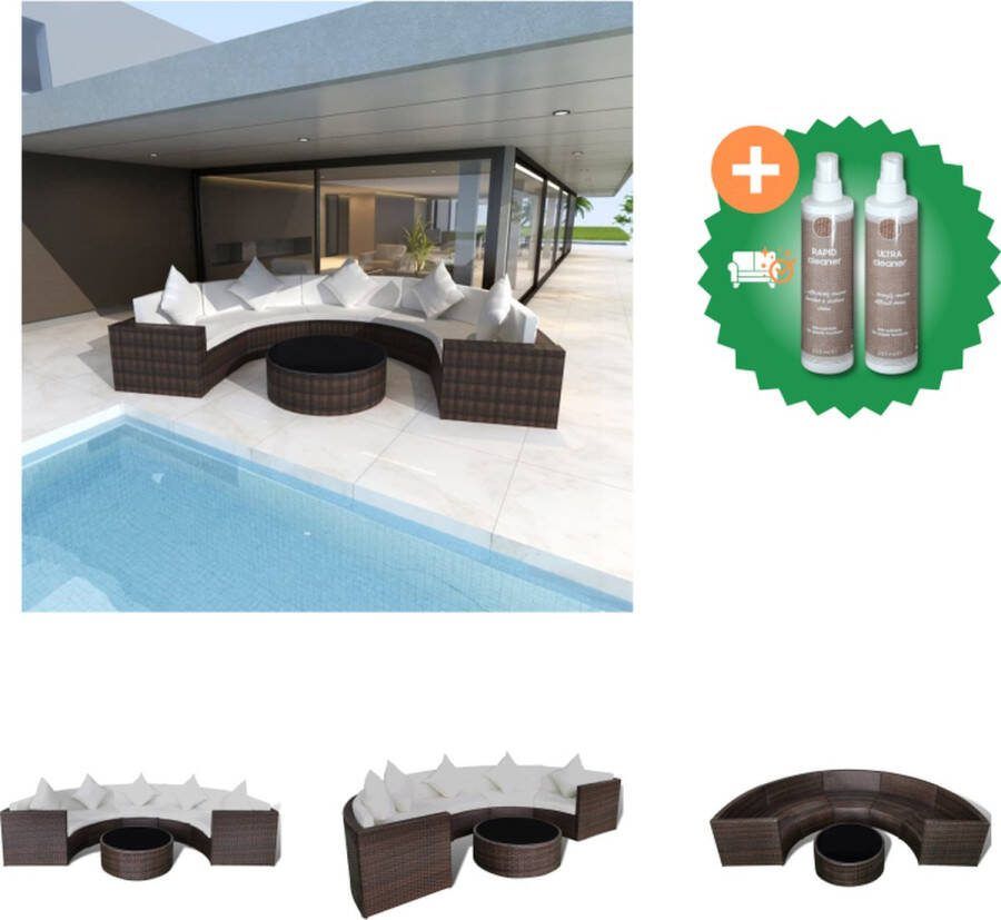 VidaXL Rattan Loungebank Bruin 280 x 145 x 58 cm Weerbestendig Tuinset Inclusief Onderhoudsset