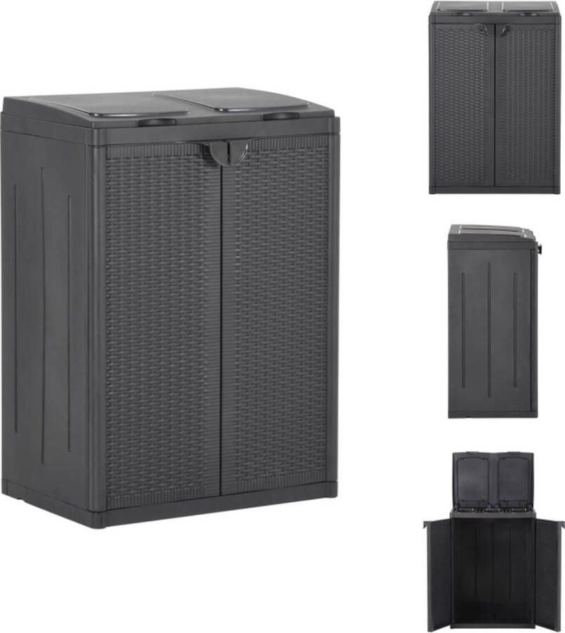 VidaXL Recyclingcontainer 65x45x88 cm Zwart 100% PP 110L Prullenbak